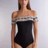 Pretty Flowers Modal-and-Lace Mid-Sleeve Bodysuit -INTIMISSIMI Sales BOD1294019 FI