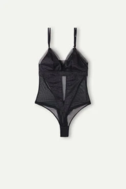 Cool Minimal Tulle And Satin Bodysuit -INTIMISSIMI Sales BOD2486019 F