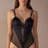 Cool Minimal Tulle And Satin Bodysuit -INTIMISSIMI Sales BOD2486019 FI