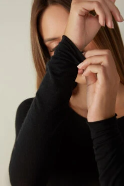 Long-Sleeve Bodysuit In Modal And Cashmere -INTIMISSIMI Sales BOD28G019 DT2W