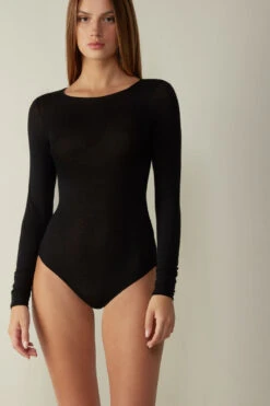 Long-Sleeve Bodysuit In Modal And Cashmere
