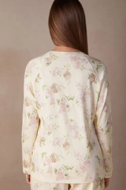 Scent Of Roses Long-Sleeved Cotton Top -INTIMISSIMI Sales CLD2484205J BI