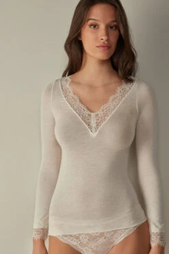Modal Cashmere Ultralight Long Lace Shirt