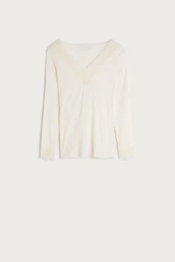 Modal Cashmere Ultralight Long Lace Shirt -INTIMISSIMI Sales CLD28P 231I F
