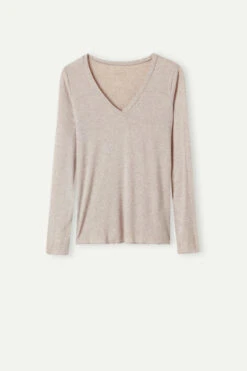 Ultralight Modal With Cashmere V-Neck Top -INTIMISSIMI Sales CLD28W7525 F