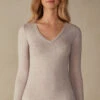 Ultralight Modal With Cashmere V-Neck Top -INTIMISSIMI Sales CLD28W7525 FI