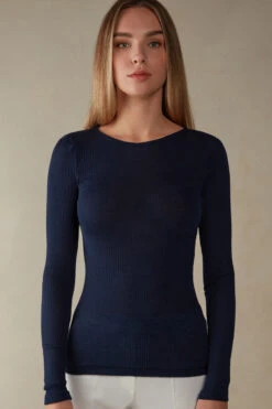 Wool And Silk Long-Sleeved Crew-Neck Max Top