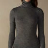 Long-sleeve High-Neck Tubular Top In Wool And Silk -INTIMISSIMI Sales CLD49T7481 FI