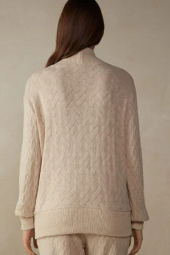 Winter Braid Jacquard Long-Sleeved Cardigan -INTIMISSIMI Sales CLD905A2106 BI