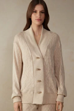 Winter Braid Jacquard Long-Sleeved Cardigan
