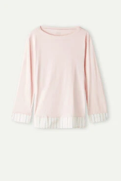 Soft Spring Long-Sleeved Cotton Top -INTIMISSIMI Sales CLD909234J F