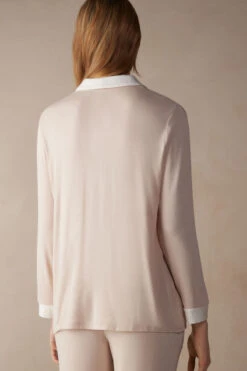 Simple Elegance Button-Down Modal Top 12 Simple Elegance Button-Down Modal Top -INTIMISSIMI Sales CLD911A227J BI