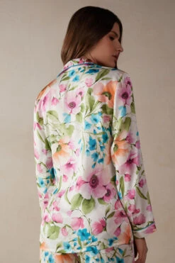 Botanical Lyrics Satin Open-Front Top -INTIMISSIMI Sales CLD912A228J BI