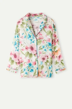 Botanical Lyrics Satin Open-Front Top -INTIMISSIMI Sales CLD912A228J F