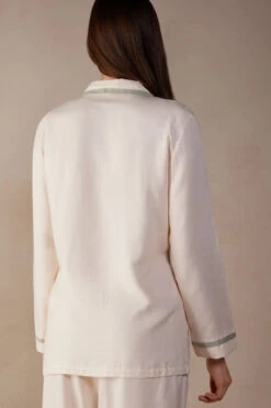 Lost In Fields Open-Front Plain-Weave Modal Top -INTIMISSIMI Sales CLD913A230J BI