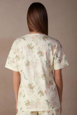 Scent Of Roses Short-Sleeved Cotton Top -INTIMISSIMI Sales CMD2484205J BI