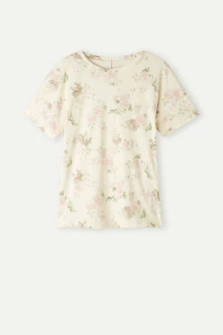 Scent Of Roses Short-Sleeved Cotton Top -INTIMISSIMI Sales CMD2484205J F