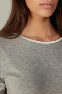 Short-Sleeve Modal Top With Lace Detail 11 Short-Sleeve Modal Top With Lace Detail -INTIMISSIMI Sales CMD700031 DT1W