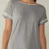 Short-Sleeve Modal Top With Lace Detail