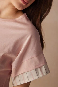 Soft Spring Short-Sleeved Cotton Top -INTIMISSIMI Sales CMD909234J DT1W