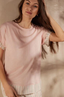 Soft Spring Short-Sleeved Cotton Top -INTIMISSIMI Sales CMD909234J M