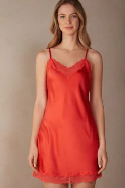 Silk Slip With Lace Insert Detail