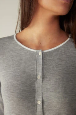 Button-Front Nightdress With Lace Detail 12 Button-Front Nightdress With Lace Detail -INTIMISSIMI Sales PCN700031 DT2W