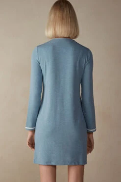 Romantic Bedroom Modal With Wool Button-Down Nightdress -INTIMISSIMI Sales PCN903145J BI