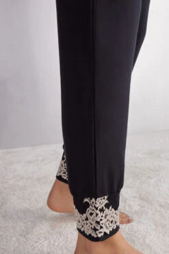 Pretty Flowers Full-Length Modal Trousers With Cuffs -INTIMISSIMI Sales PD1294Q9887 DT1W