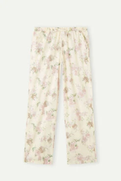 Scent Of Roses Full-Length Plain-Weave Cotton Trousers -INTIMISSIMI Sales PDL2484205J F