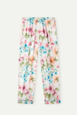 Botanical Lyrics Full-Length Satin Trousers -INTIMISSIMI Sales PDL912A228J F